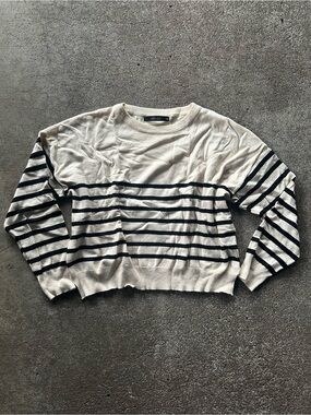 Deluc Striped Cropped Crewneck Pullover Sweater